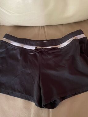 Danskin Now Black Athletic Shorts with White Waistband Trim